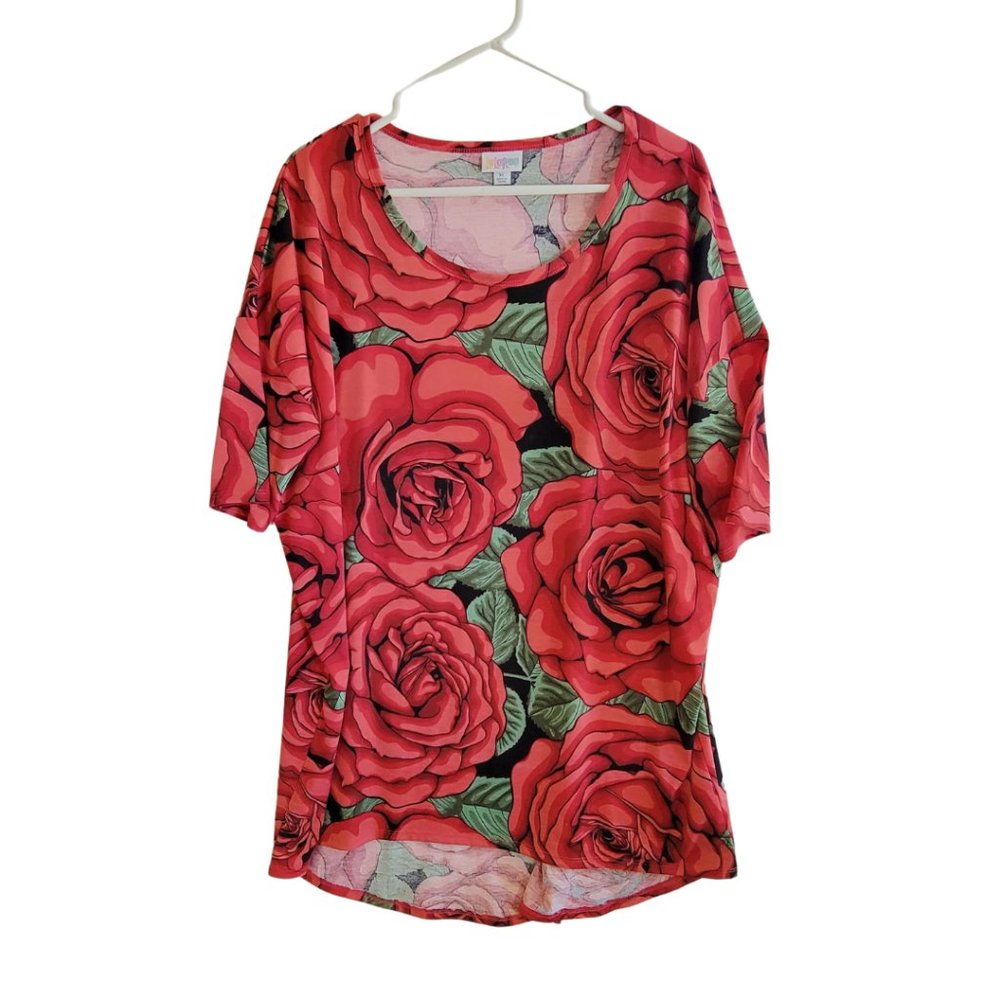 Red Rose Print Top
